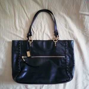 Badgley Mischka black genuine leather tote bag